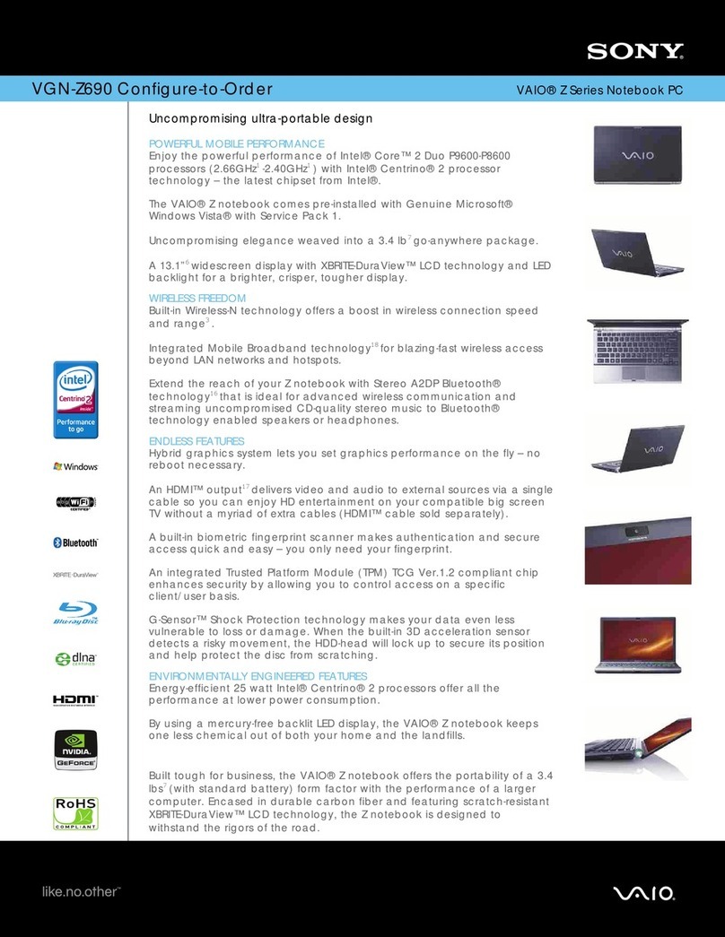 Sony VGN-Z690Y User manual