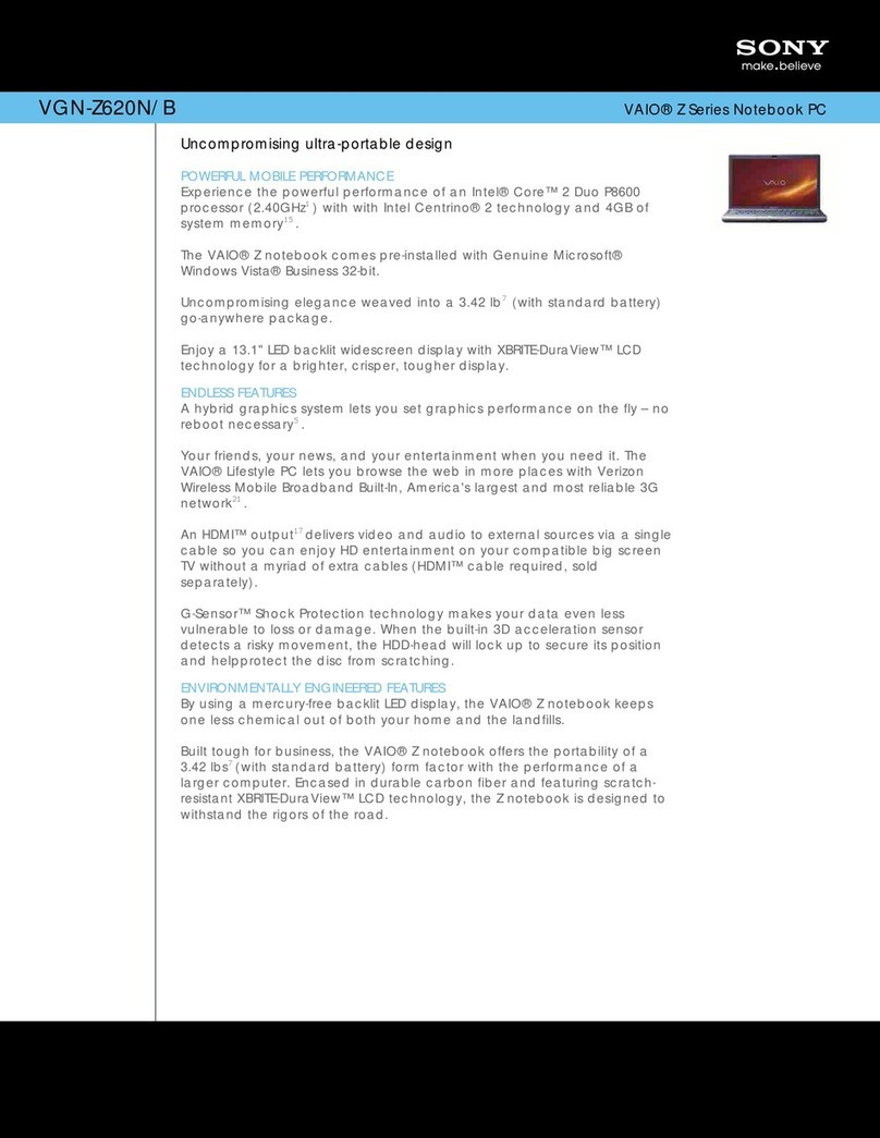 Sony VGN-Z620N User manual