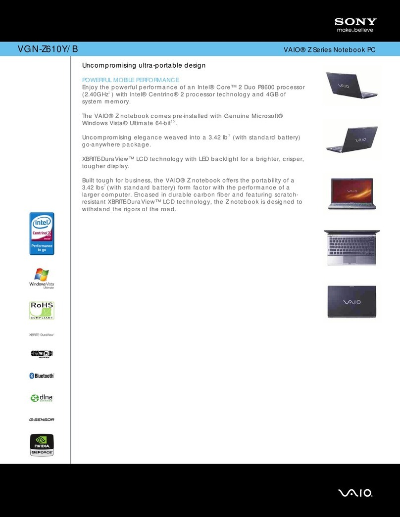Sony VAIO VGN-Z610YB User manual