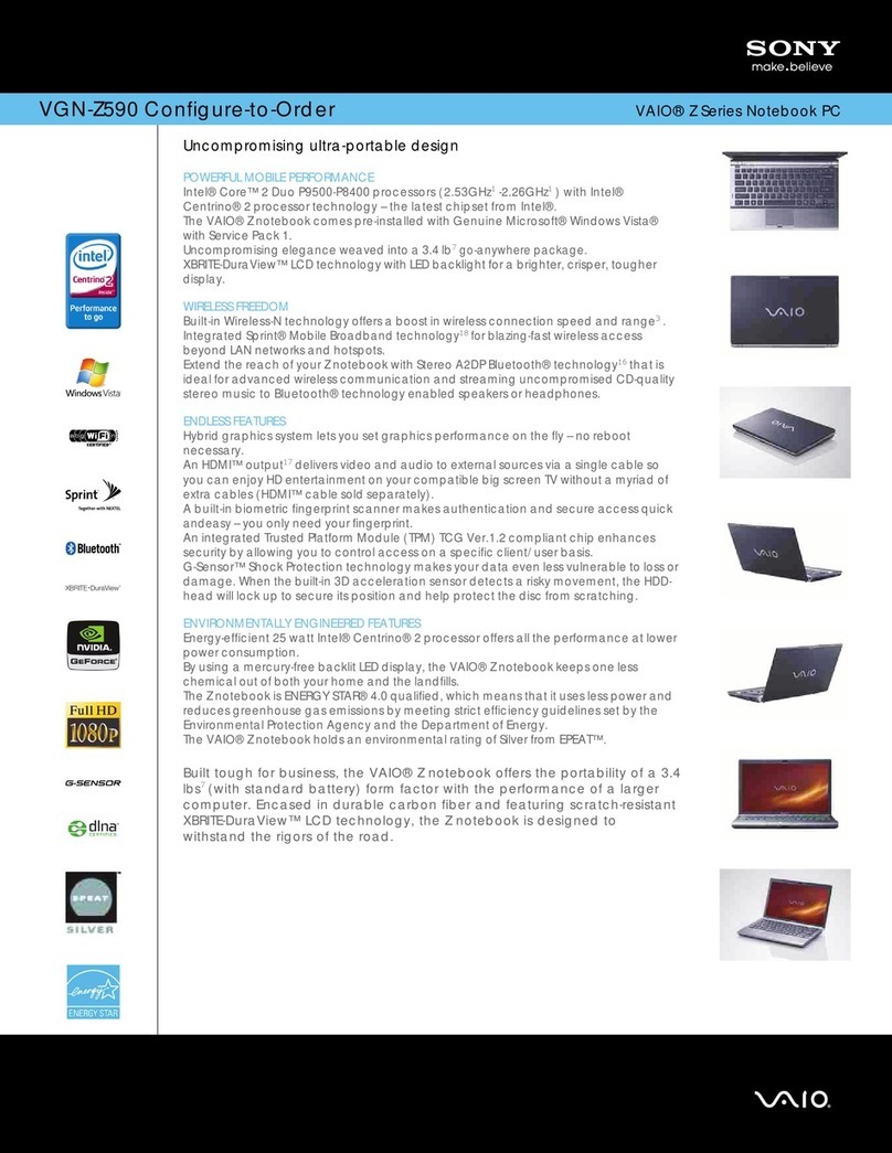 Sony VAIO VGN-Z590 User manual