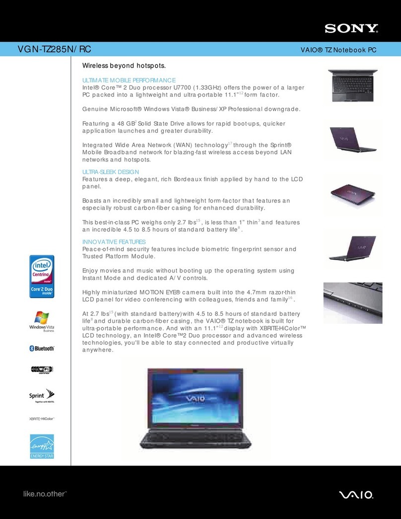 Sony VGN-TZ285N Specifications