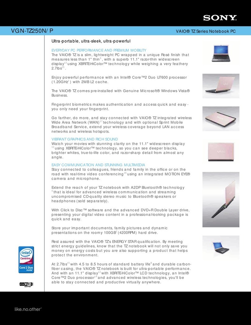 Sony VAIO VGN-TZ250N/P User manual