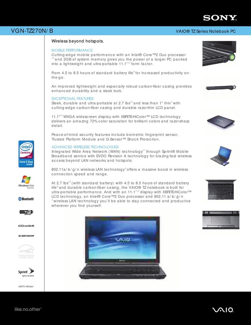 Sony VGN-TZ270N Specifications