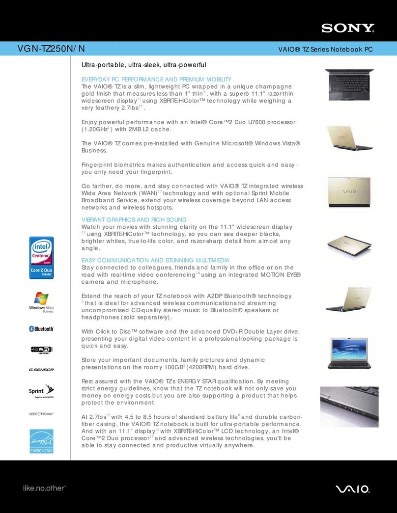 Sony VAIO VGN-TZ250N/N Specifications