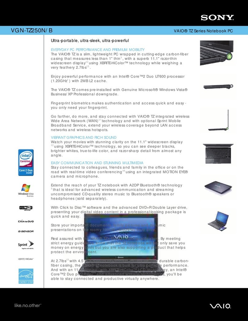 Sony VAIO VGN-TZ250N/B User manual