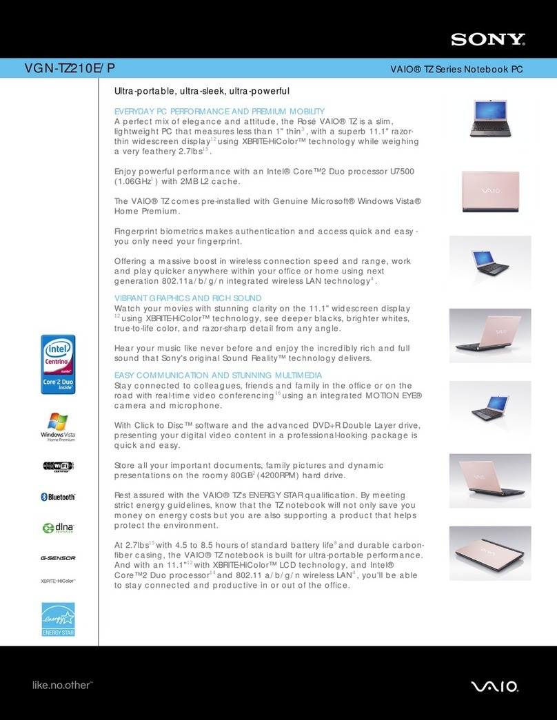 Sony VGN-TZ210E User manual