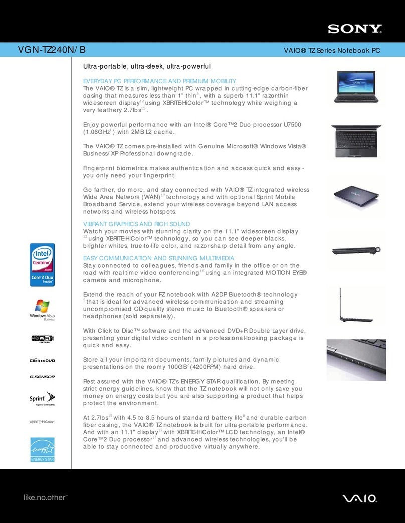 Sony VGN-TZ240N Specifications