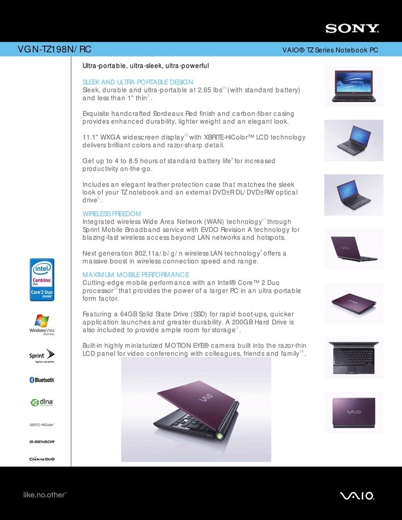 Sony VGN-TZ198N Specifications