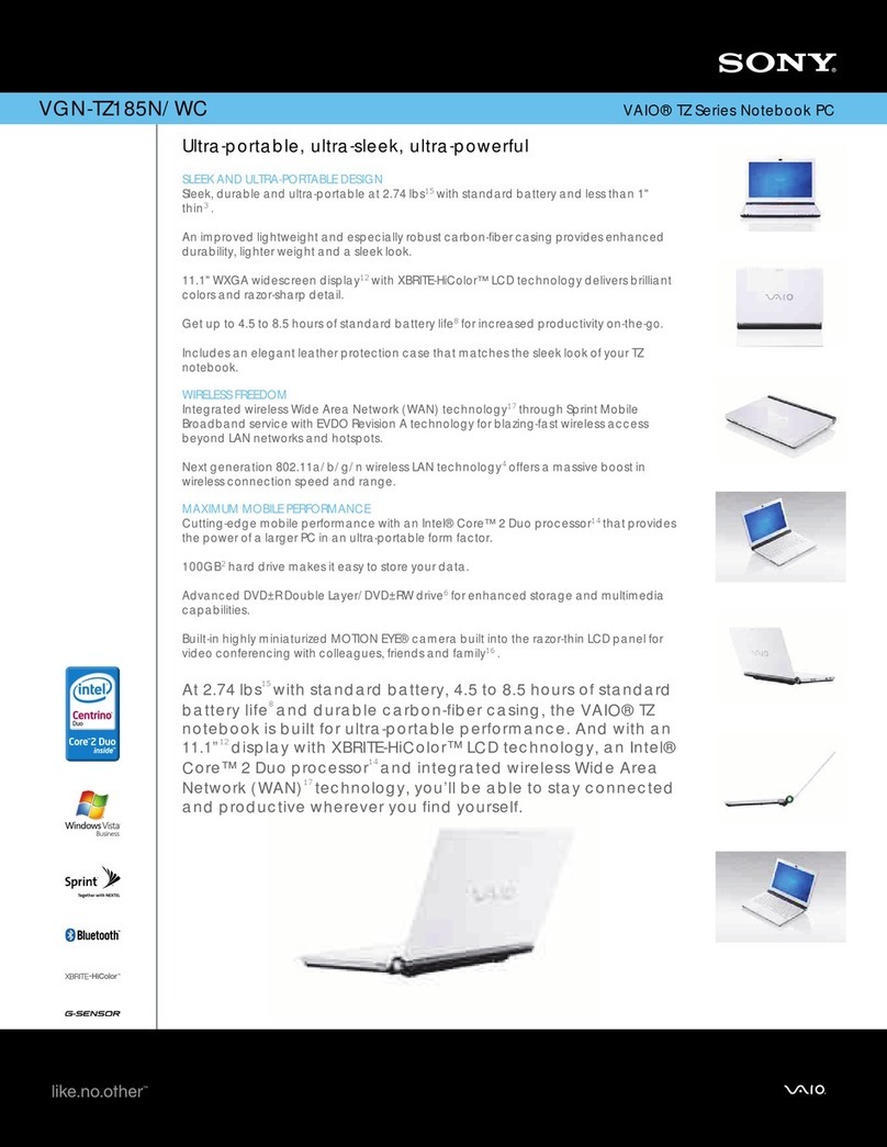Sony VGN-TZ185N/WC Specifications