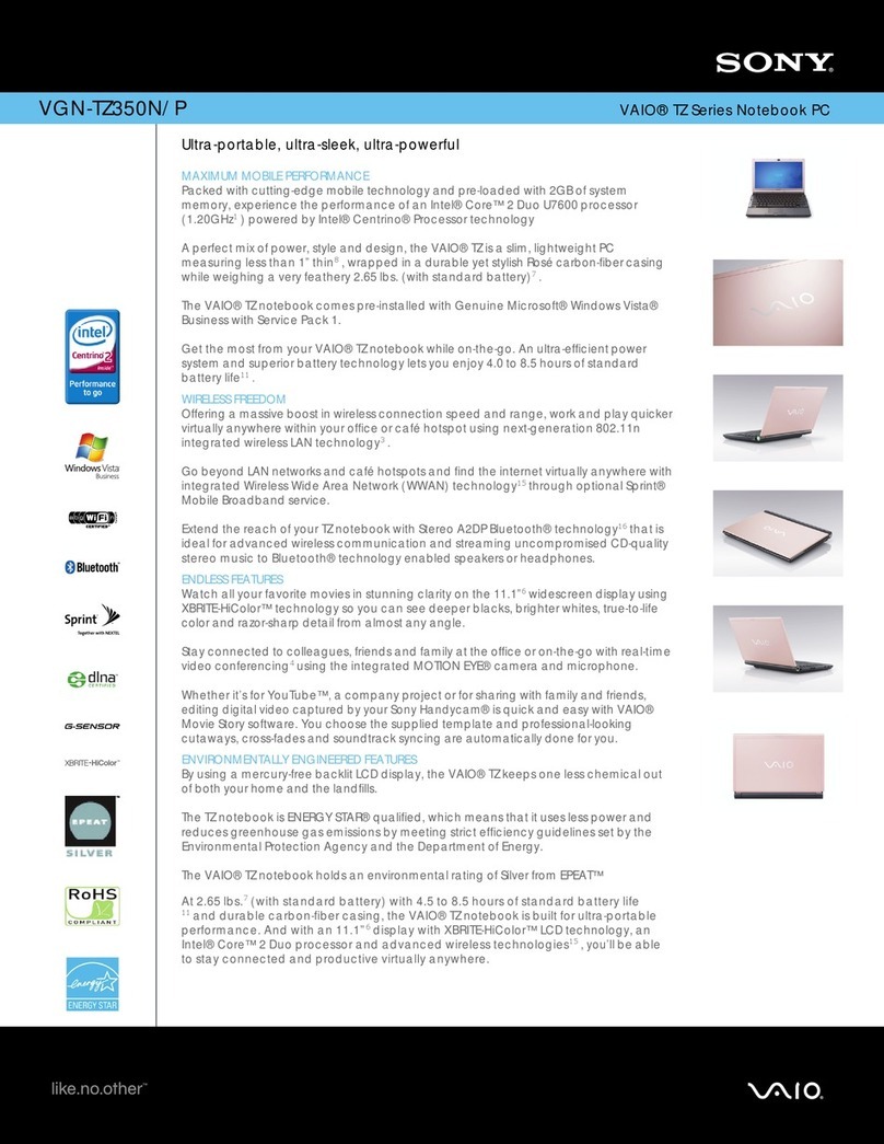 Sony VGN-TZ350N/P User manual