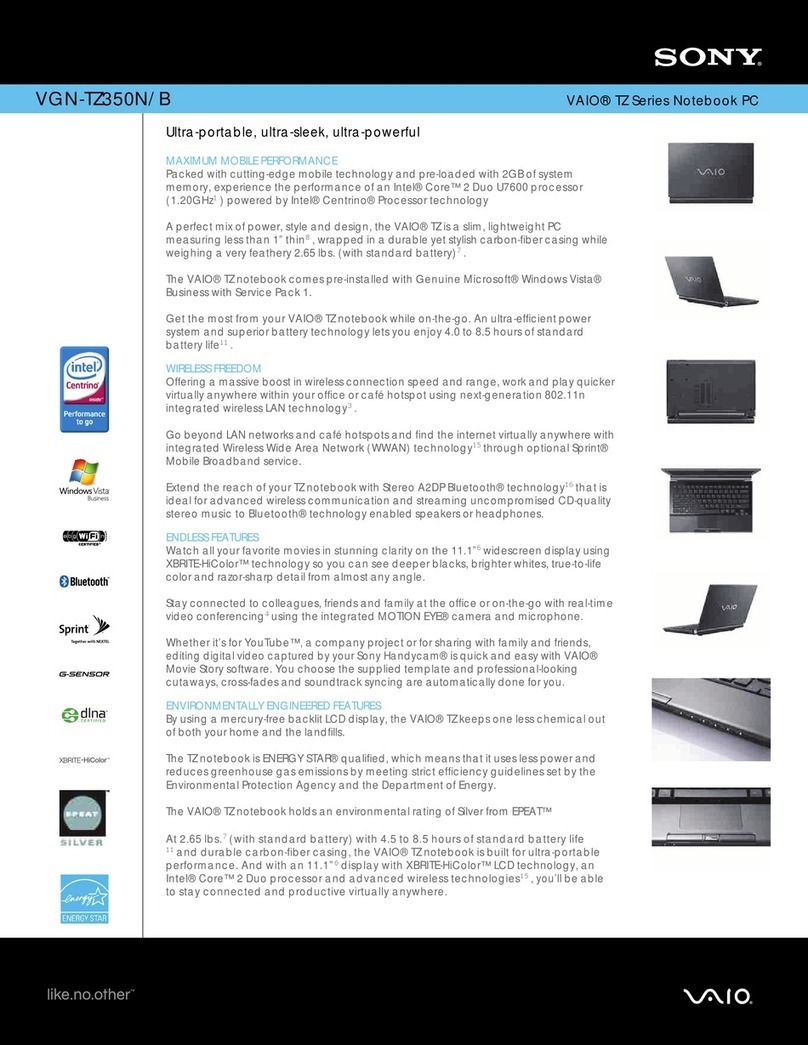 Sony VGN-TZ350N/B User manual