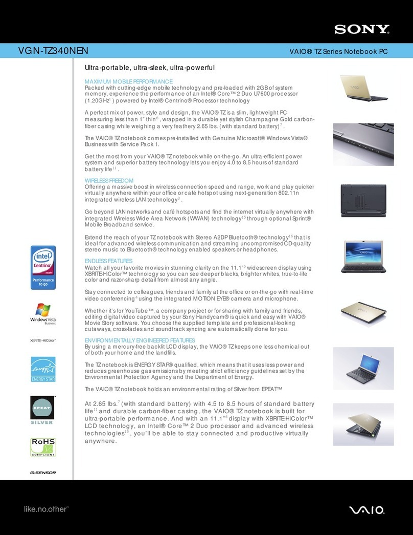 Sony VAIO VGN-TZ340NEN User manual Sony VAIO VGN-TZ340NEN User manual