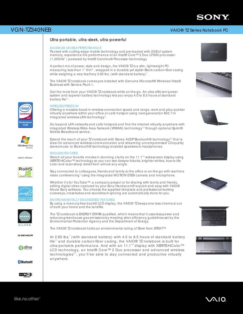 Sony VAIO VGN-TZ340NEB Specifications