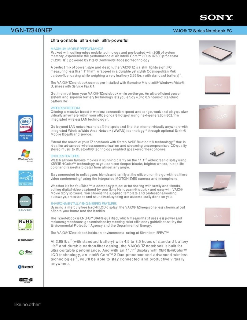 Sony VAIO VGN-TZ340NEP Specifications