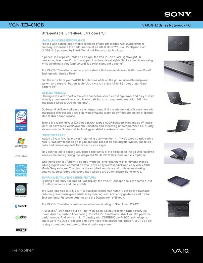 Sony VAIO VGN-TZ340NCB User manual