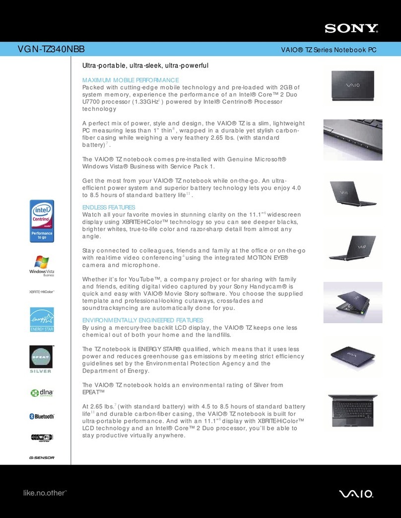 Sony VAIO VGN-TZ340NBB Specifications
