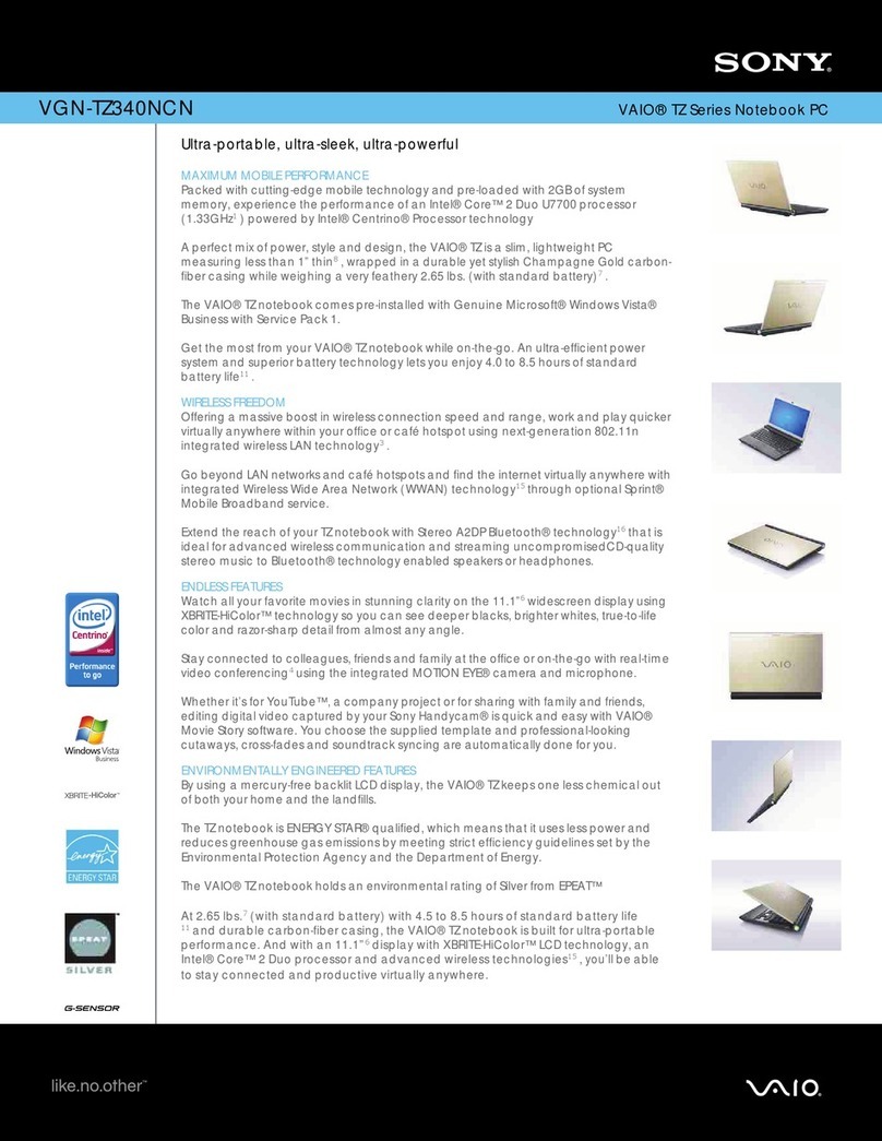 Sony VAIO VGN-TZ340NCN User manual