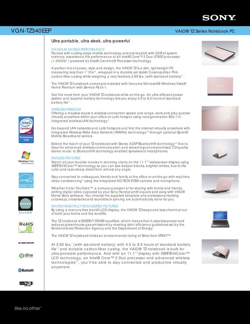 Sony VAIO VGN-TZ340EEP User manual