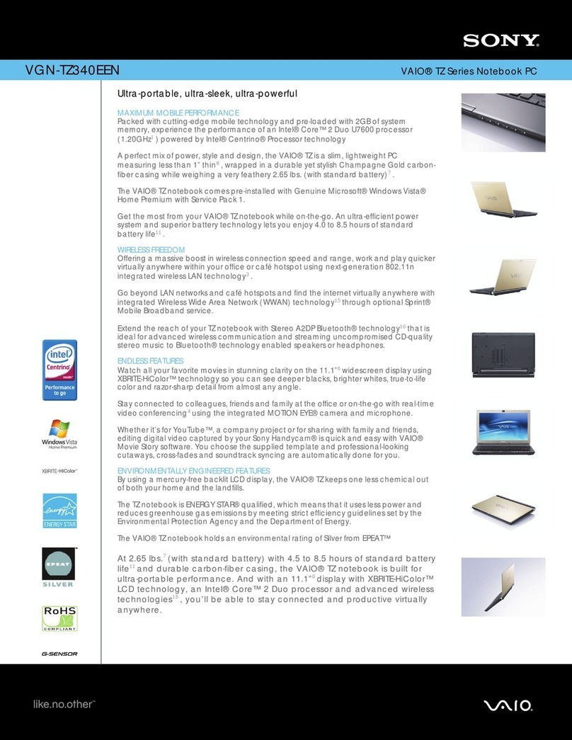 Sony VAIO VGN-TZ340EEN User manual