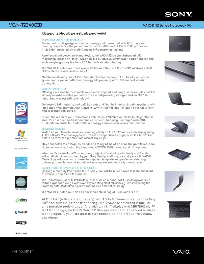 Sony VAIO VGN-TZ340EEB Specifications