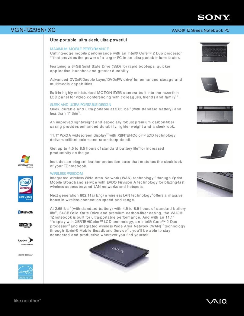 Sony VAIO VGN-TZ295N User manual