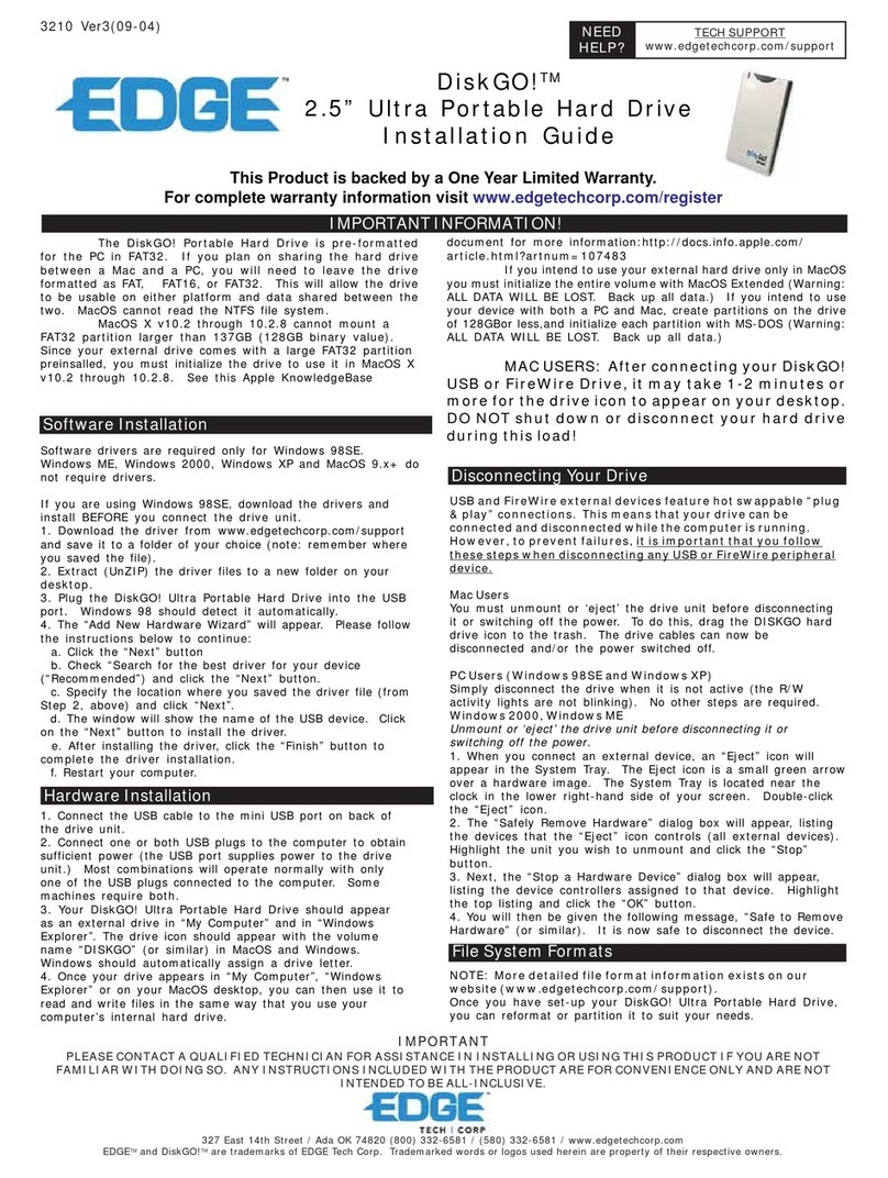 Edge DiskGO! Digital Music Player User manual