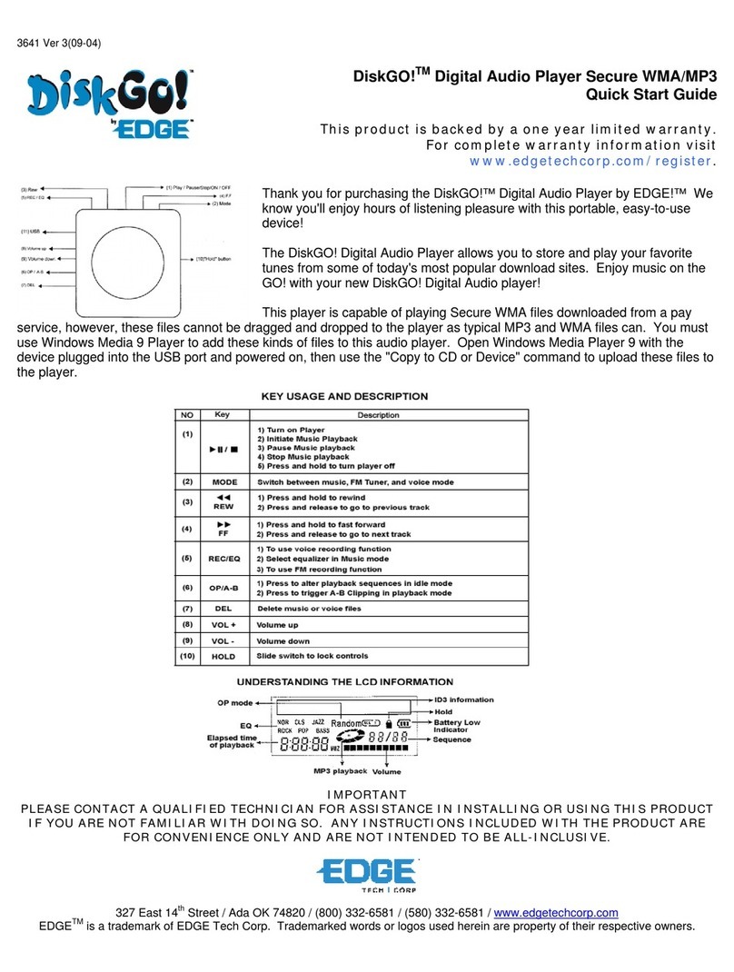 Edge DiskGO! Digital Music Player User manual