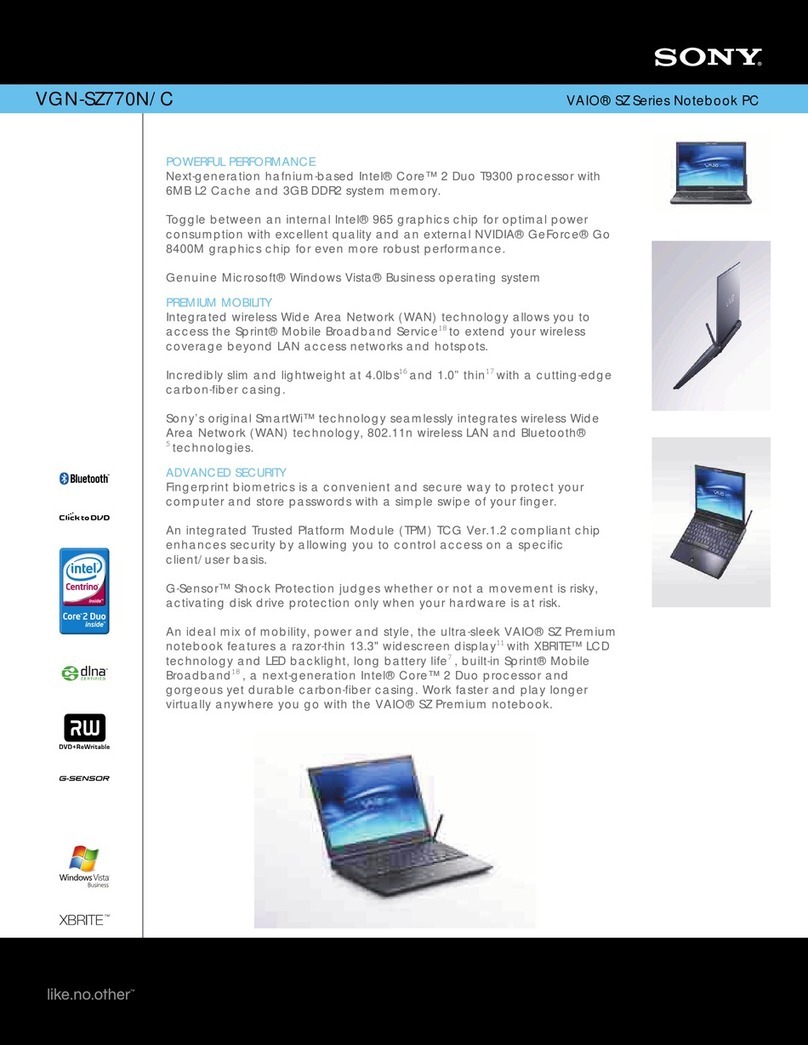 Sony VGN-SZ770N - VAIO SZ Series User manual