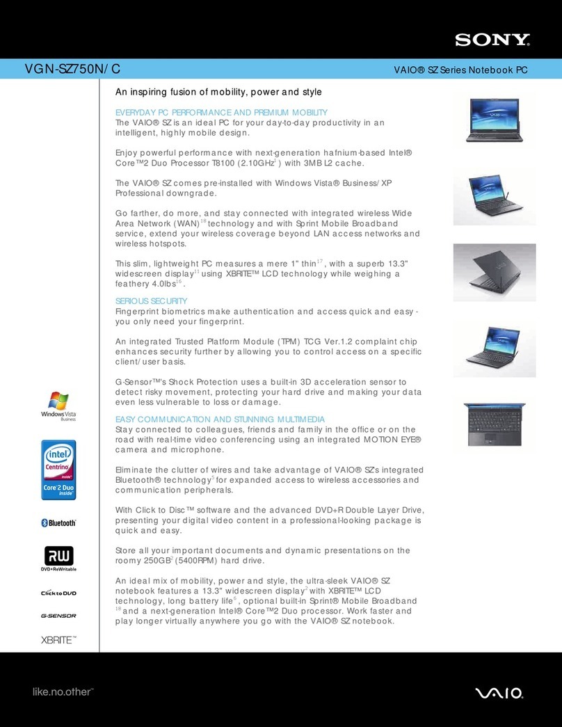 Sony VGN-SZ750N - VAIO SZ Series User manual