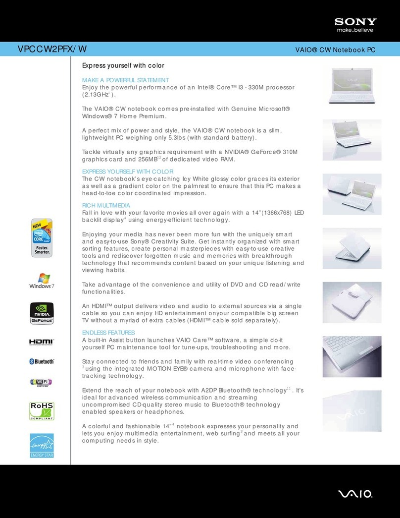 Sony VAIO VPCCW2PFX/W User manual