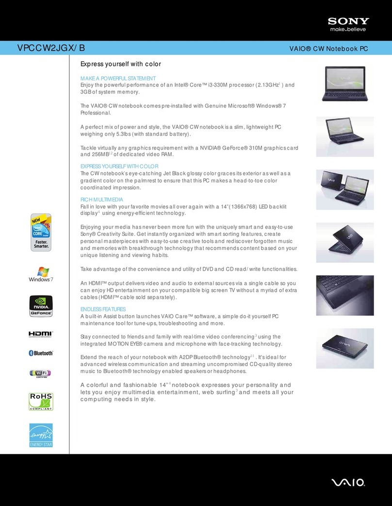 Sony VPCCW2JGX Specifications