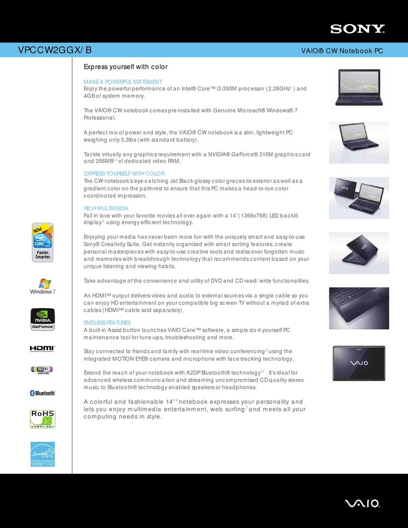 Sony VPCCW2GGX Specifications