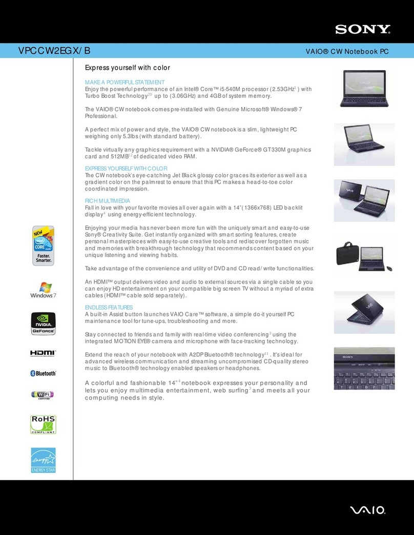 Sony VPCCW2EGX Specifications