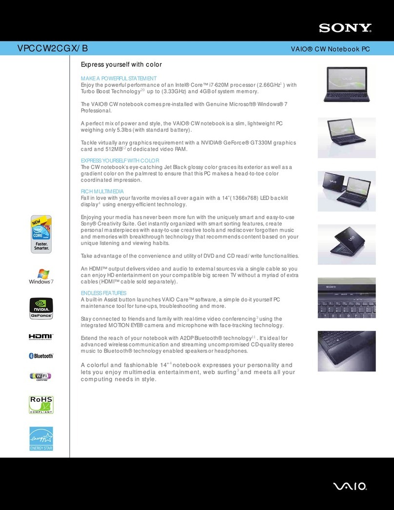 Sony VPCCW2CGX Specifications
