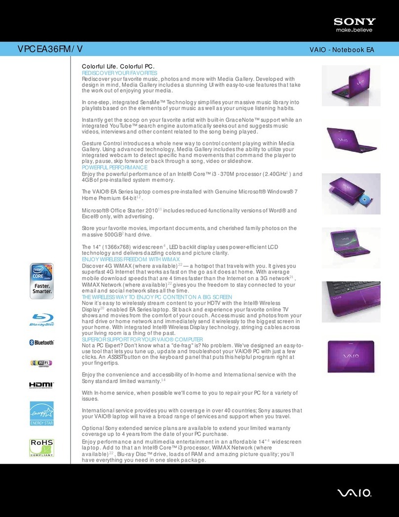 Sony VPCEA36FM/V Specifications
