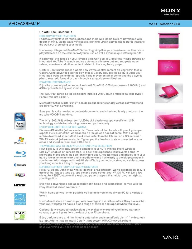 Sony VPCEA36FM/P Specifications