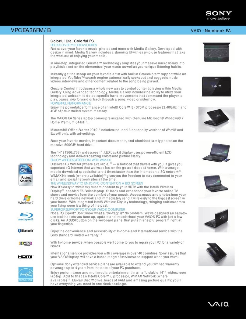 Sony VPCEA36FM/B Specifications