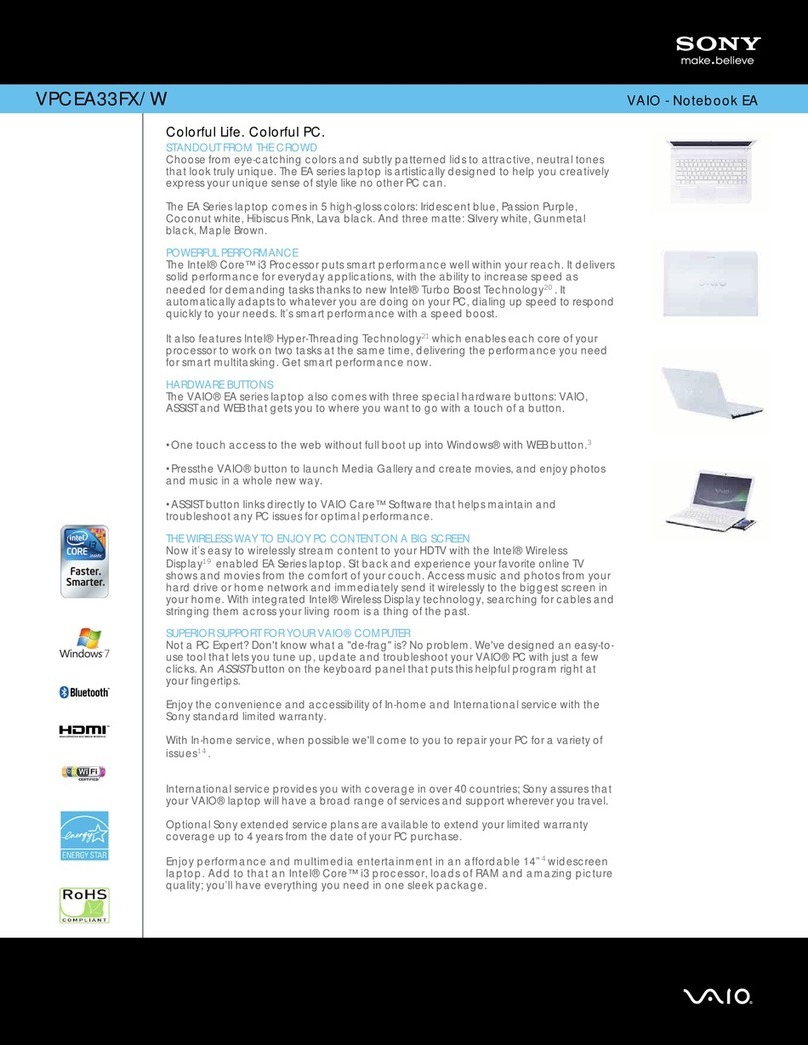 Sony VPCEA33FX/W User manual Sony VPCEA33FX/W User manual