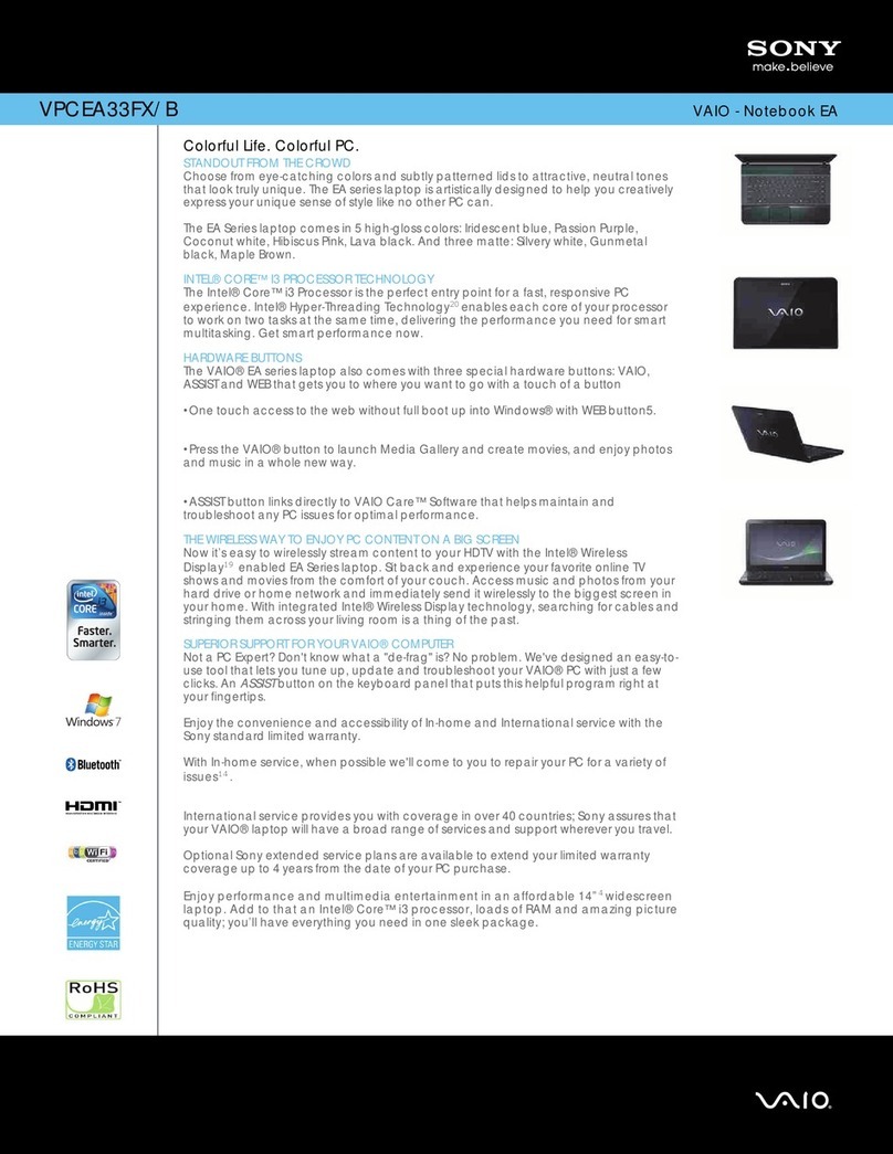 Sony VAIO VPCEA33FX/B Specifications