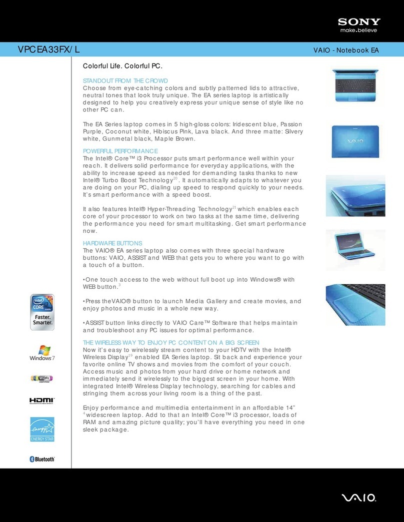 Sony VAIO VPCEA33FX/L Specifications
