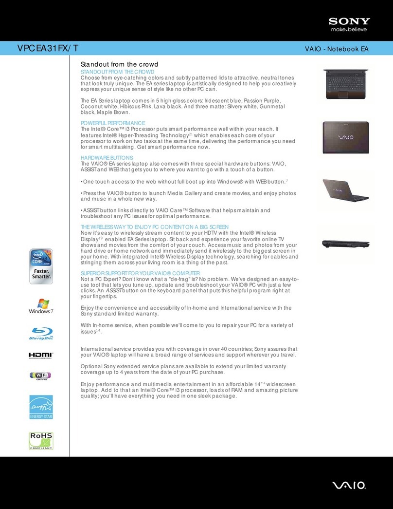 Sony VPCEA31FX User manual