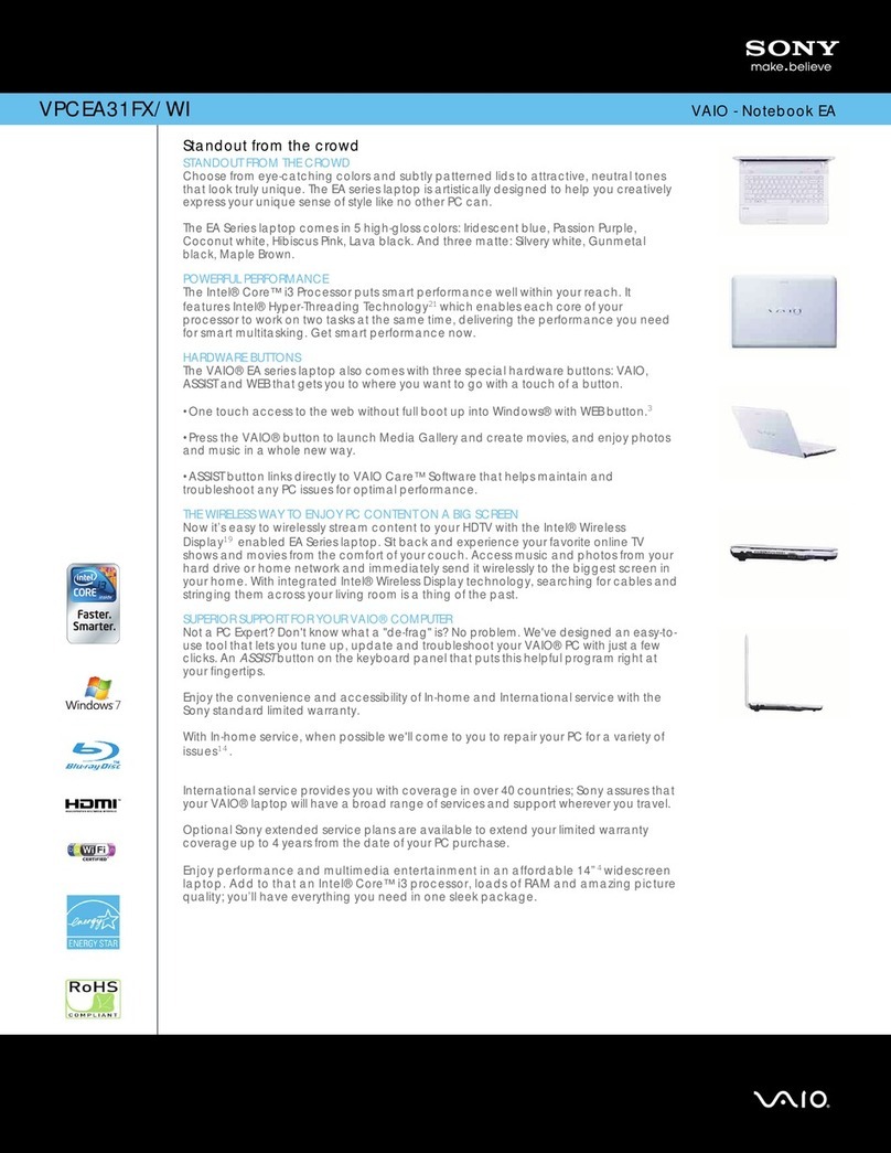 Sony VAIO VPCEA31FX/WI User manual