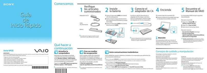 Sony VPCEA31FX quick start guide