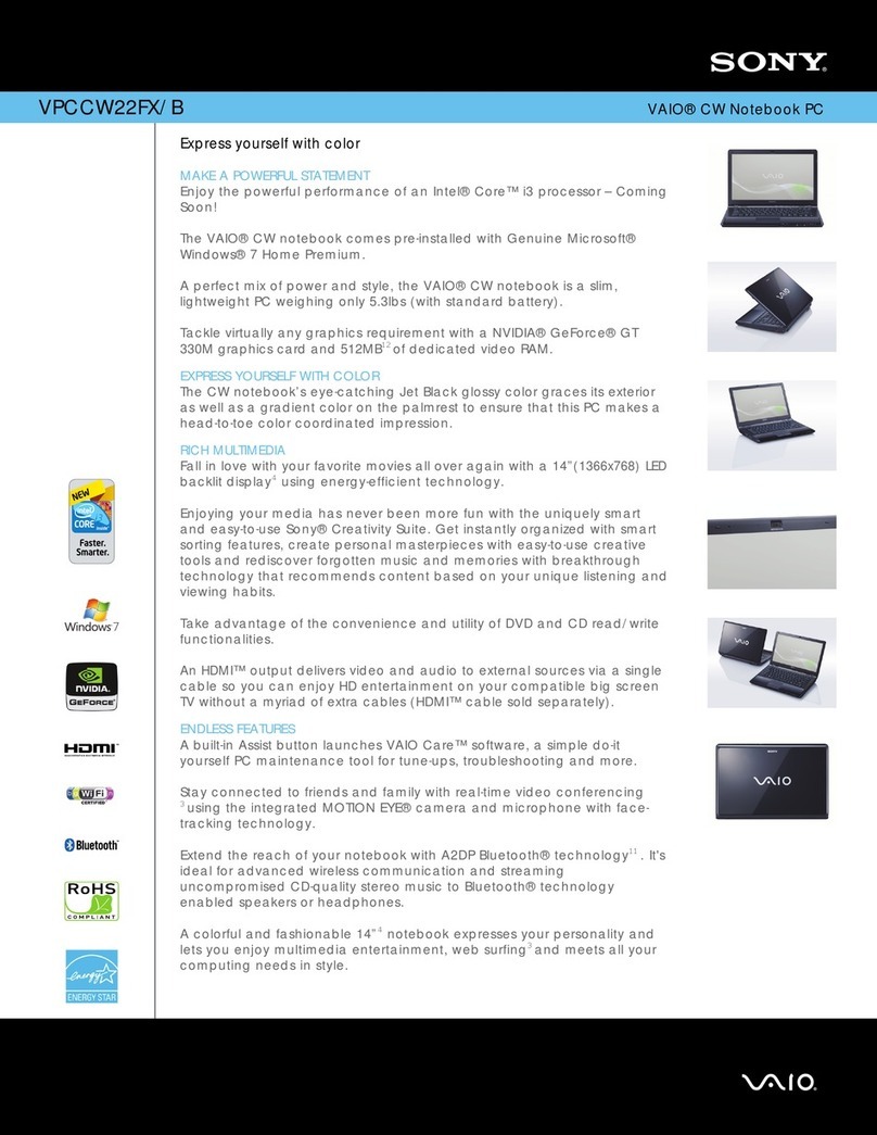 Sony VAIO VPCCW22FX/B User manual Sony VAIO VPCCW22FX/B User manual