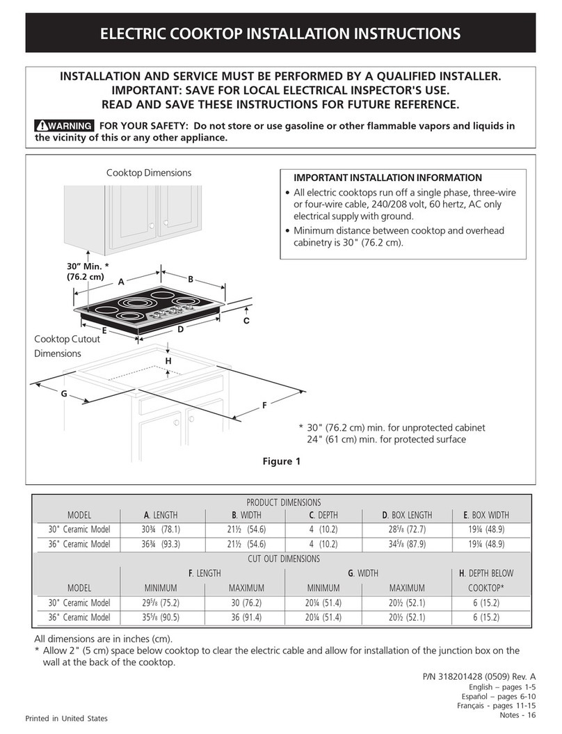 Electrolux E36EC65ESS - Icon 36"Drop-in Electric... installation instructions