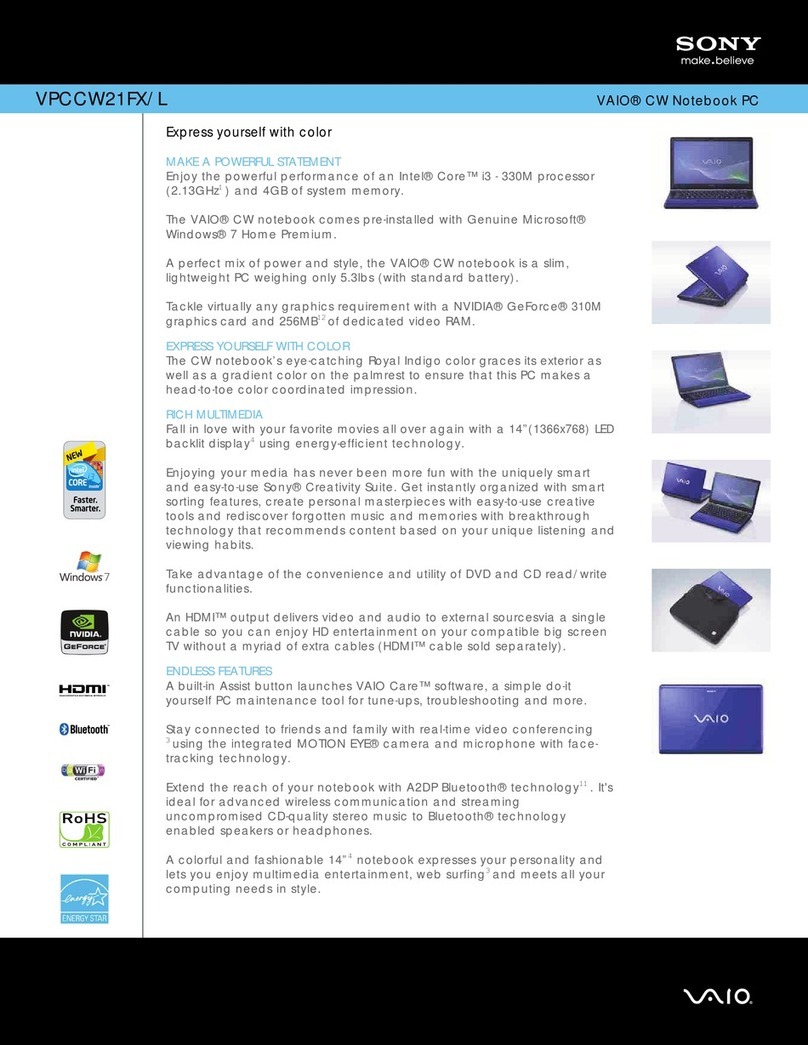 Sony VAIO VPCCW21FX/L User manual