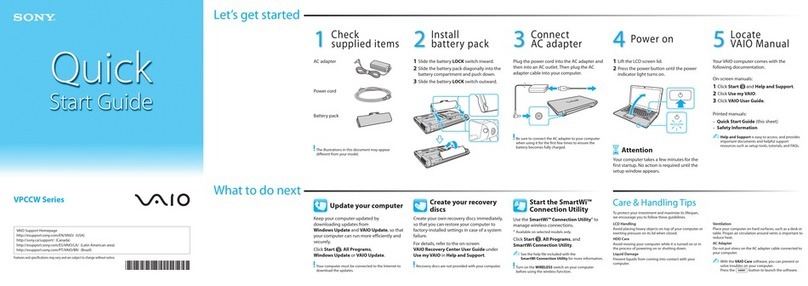Sony VAIO VPCCW21FX quick start guide