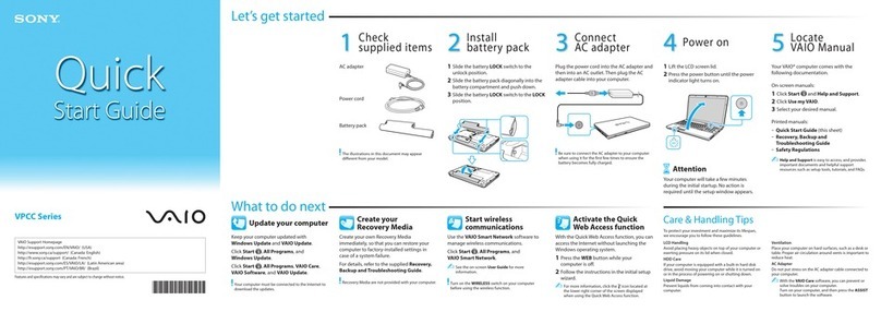 Sony VPCCB490X quick start guide