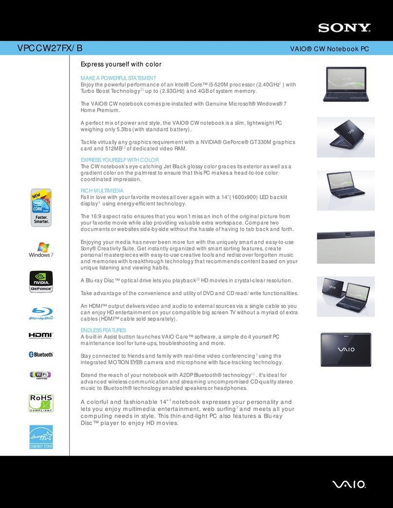 Sony VAIO VPCCW27FX/B User manual