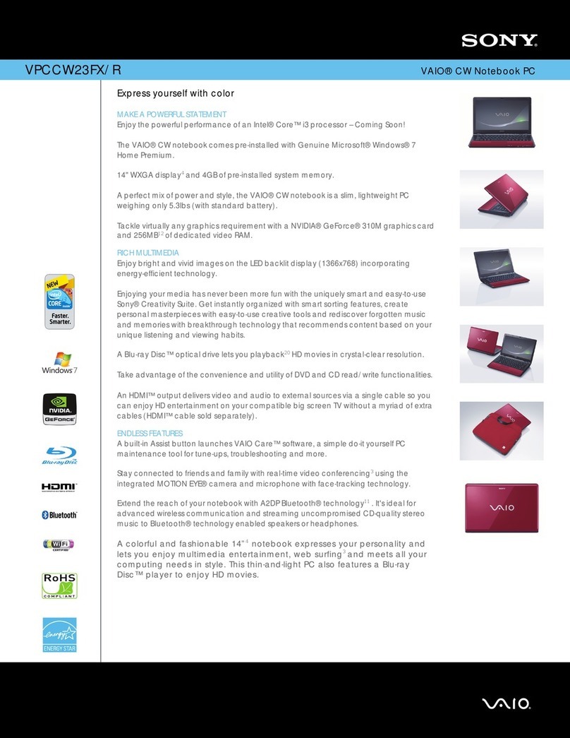 Sony VAIO VPCCW23FX/R User manual